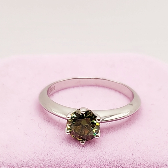 1ct Moissanite Peridot Solitaire Ring - Picture 2 of 12
